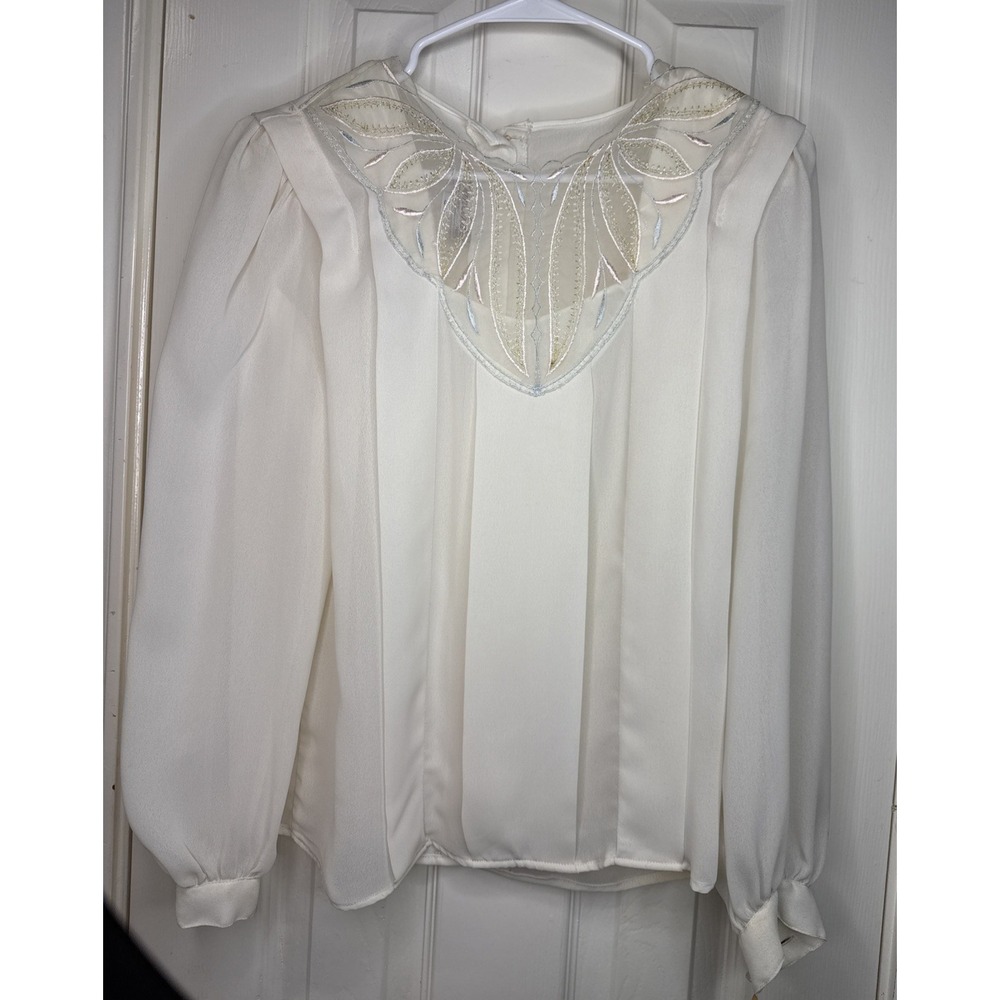 Vtg San Andre Fairy Ivory Blouse Button Back Deadstock NWT Sz Small‎